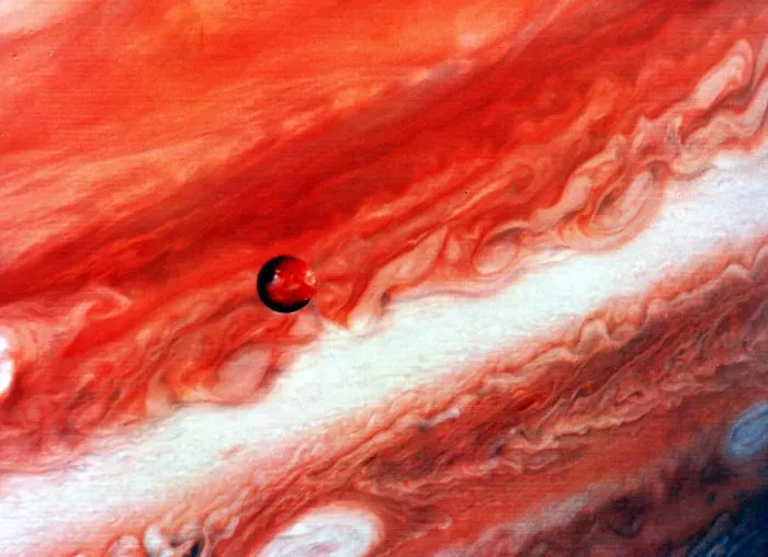 Framed Print : Detail of Jupiter and its inner satellite lo