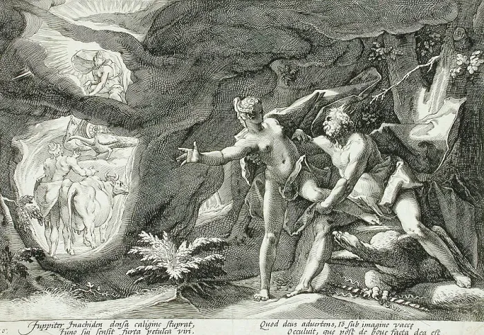 Framed Print : Jupiter and Io, published 1589. Creator: Hendrik Goltzius Framed Print : Jupiter and Io, published 1589. Creator: Hendrik Goltzius