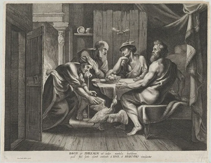 Framed Print : Jupiter and Mercury with Philemon and Baucis, ca. 1627-70. Creator: Anon Framed Print : Jupiter and Mercury with Philemon and Baucis, ca. 1627-70. Creator: Anon