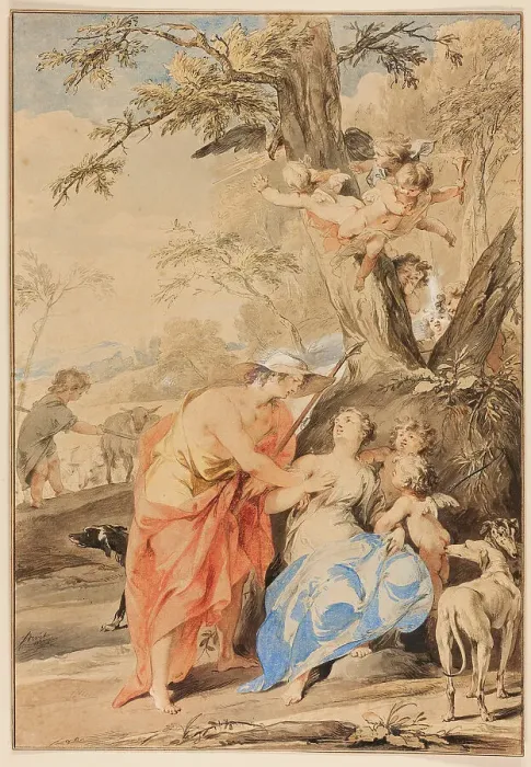 Framed Print : Jupiter and Mnemosyne, 1733. Creator: Jacob de Wit Framed Print : Jupiter and Mnemosyne, 1733. Creator: Jacob de Wit