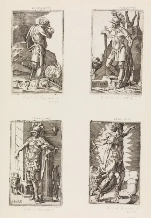 Framed Print : Jupiter, from Planets, plate 2, 1530-70. Creator: Giulio Bonasone Framed Print : Jupiter, from Planets, plate 2, 1530-70. Creator: Giulio Bonasone
