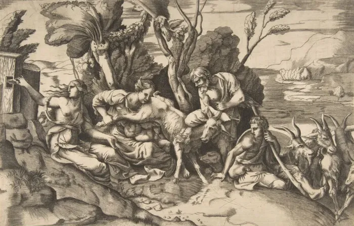 Framed Print : Jupiter suckled by the goat Amalthea, 1531-76 Creator: Giulio Bonasone Framed Print : Jupiter suckled by the goat Amalthea, 1531-76 Creator: Giulio Bonasone
