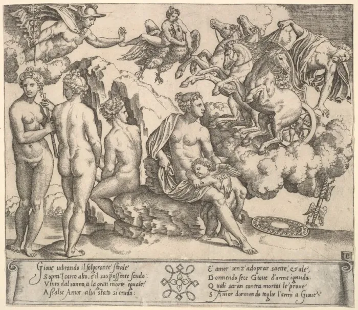 Framed Print : Jupiter tumbling from a horse-drawn carriage at right, Ganymede in the form of an eagle Framed Print : Jupiter tumbling from a horse-drawn carriage at right, Ganymede in the form of an eagle