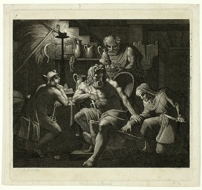 Framed Print : Jupiter Visits with Philemon and Bacchus, 1809. Creator: Carl Russ Framed Print : Jupiter Visits with Philemon and Bacchus, 1809. Creator: Carl Russ