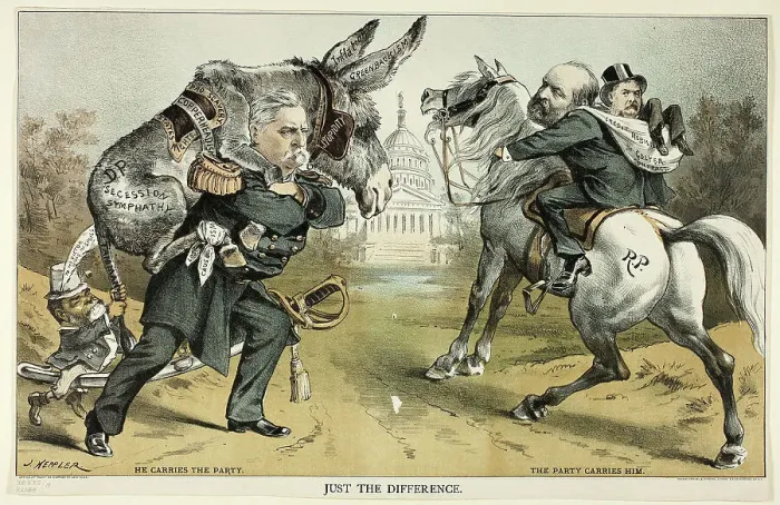 Framed Print : Just the Difference, from Puck, 1880. Creator: Joseph Keppler Framed Print : Just the Difference, from Puck, 1880. Creator: Joseph Keppler