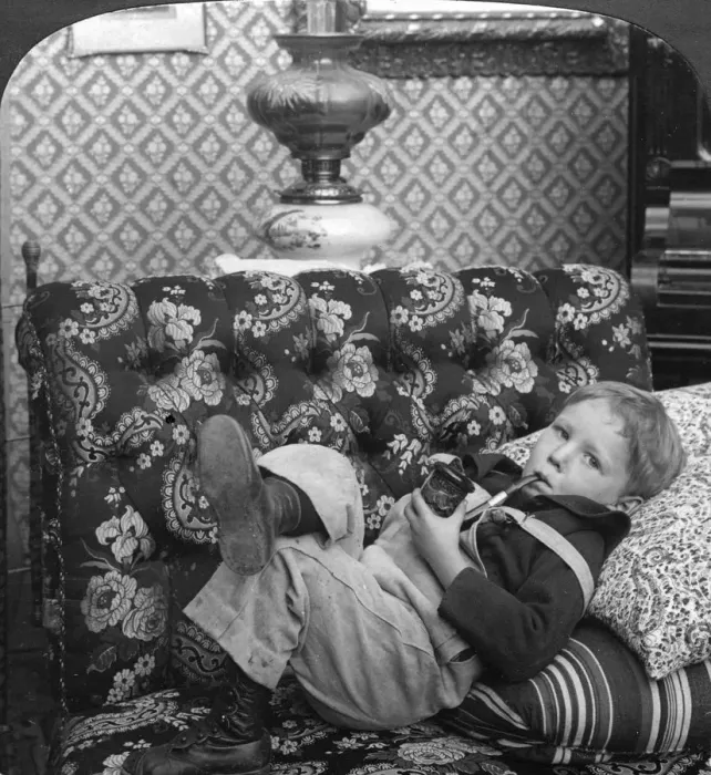 Framed Print : Just Like Papa. Artist: American Stereoscopic Company Framed Print : Just Like Papa. Artist: American Stereoscopic Company