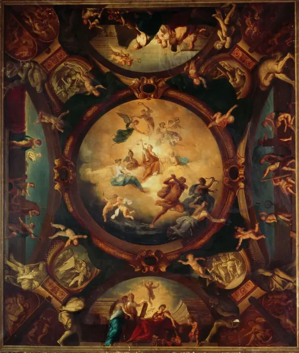 Framed Print : Justice ensures Peace and protects the Arts, before 1871. Creator: Theodore Pierre Nicolas Maillot Framed Print : Justice ensures Peace and protects the Arts, before 1871. Creator: Theodore Pierre Nicolas Maillot