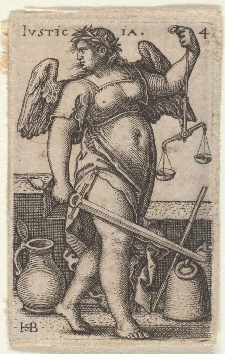 Framed Print : Justice. From the episode The Knowledge of God and the Seven Cardinal Virtues, c.1539. Creator: Beham, Hans Sebald (1500-1550). Justice. From the episode The Knowledge of God and the Seven Cardinal Virtues, c.1539 Framed Print : Justice. From the episode The Knowledge of God and the Seven Cardinal Virtues, c.1539. Creator: Beham, Hans Sebald (1500-1550). Justice. From the episode The Knowledge of God and the Seven Cardinal Virtues, c.1539