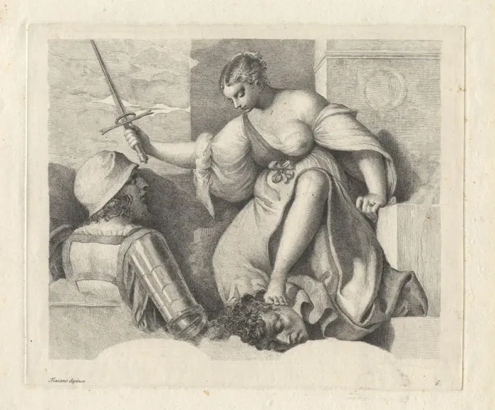 Framed Print : Justice (Judith), 1760. Creator: Zanetti, Anton Maria (1706-1778) Framed Print : Justice (Judith), 1760. Creator: Zanetti, Anton Maria (1706-1778)