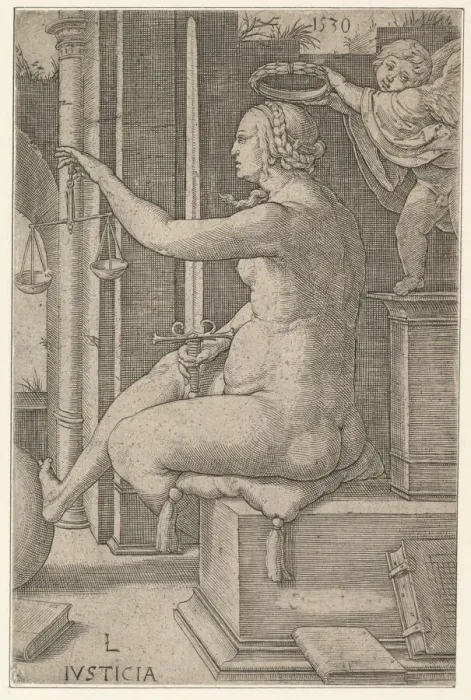 Framed Print : Justice, from the series The Virtues, 1530. Creator: Lucas van Leyden Framed Print : Justice, from the series The Virtues, 1530. Creator: Lucas van Leyden
