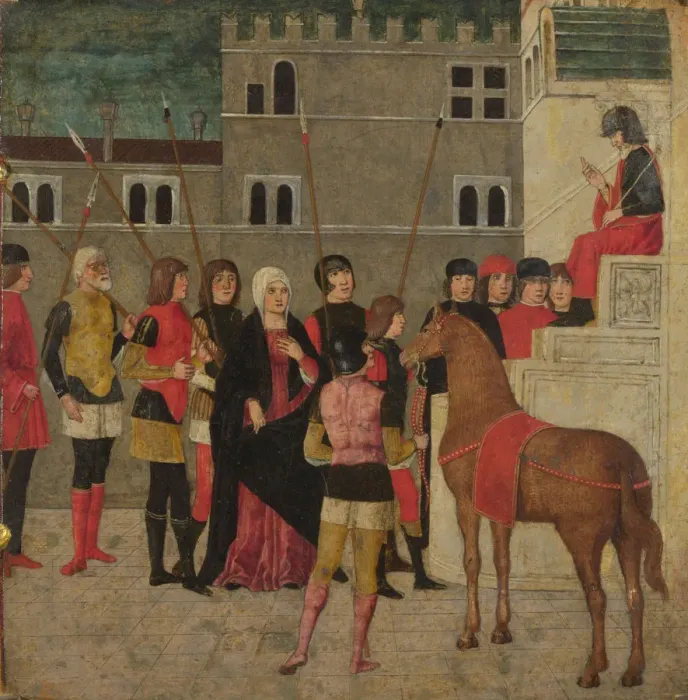 Framed Print : The Justice of Trajan, Between 1475 and 1500. Artist: Italian master Framed Print : The Justice of Trajan, Between 1475 and 1500. Artist: Italian master
