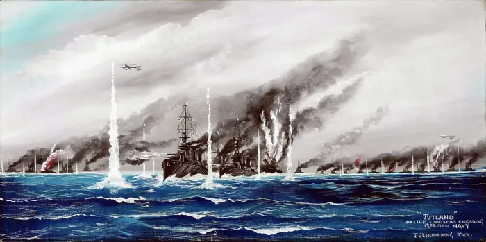 Framed Print : Jutland. Battle Cruisers Engaging German Navy, 1916. Creator: John Gibb Glendinning Framed Print : Jutland. Battle Cruisers Engaging German Navy, 1916. Creator: John Gibb Glendinning