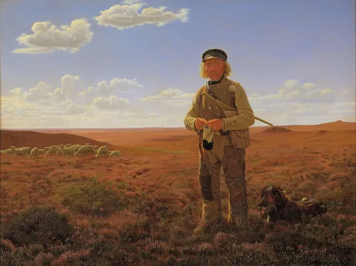 Framed Print : A Jutland Shepherd on the Moors, 1855. Creator: Frederik Vermehren Framed Print : A Jutland Shepherd on the Moors, 1855. Creator: Frederik Vermehren