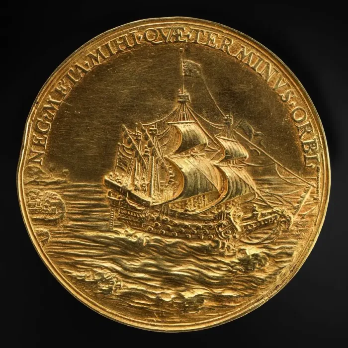 Framed Print : The Juxon Medal: The Dominion of the Seas [reverse], 1639. Creator: Nicolas Briot