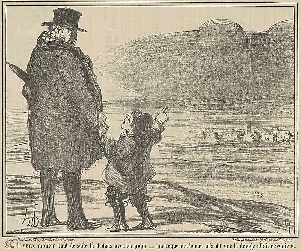 J'veux monter tout de suite la-dedans avec toi papa... 19th century. Creator: Honore Daumier