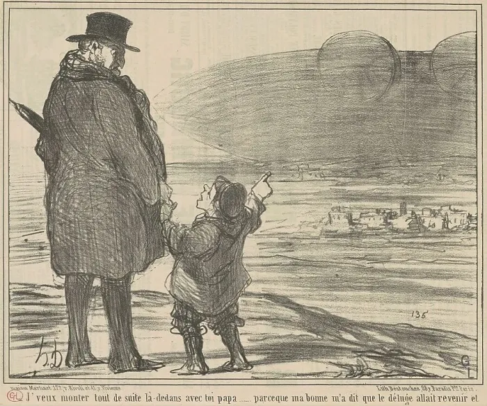 Framed Print : J'veux monter tout de suite la-dedans avec toi papa... 19th century. Creator: Honore Daumier Framed Print : J'veux monter tout de suite la-dedans avec toi papa... 19th century. Creator: Honore Daumier