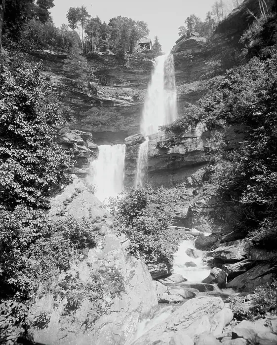 Framed Print : Kaaterskill Falls from below, Catskill Mts. N.Y. between 1895 and 1910. Creator: Unknown Framed Print : Kaaterskill Falls from below, Catskill Mts. N.Y. between 1895 and 1910. Creator: Unknown