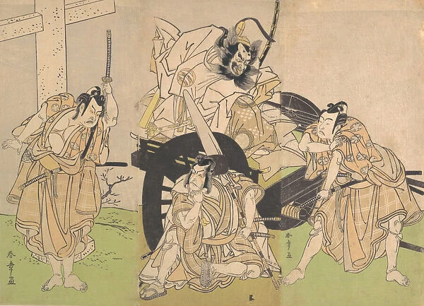 Kabuki Actors Ichikawa Yaozo II, Nakajima Mihoemon II, Ichikawa Ebizo III... 7th month, 1776. Creator: Shunsho