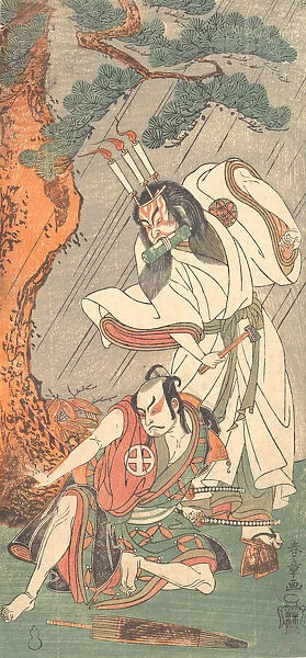 Kabuki Actors Ichimura Uzaemon IX as Ko-kakeyama and Otani Hiroji III as Koga Saburo, ca. 1771. Creator: Shunsho