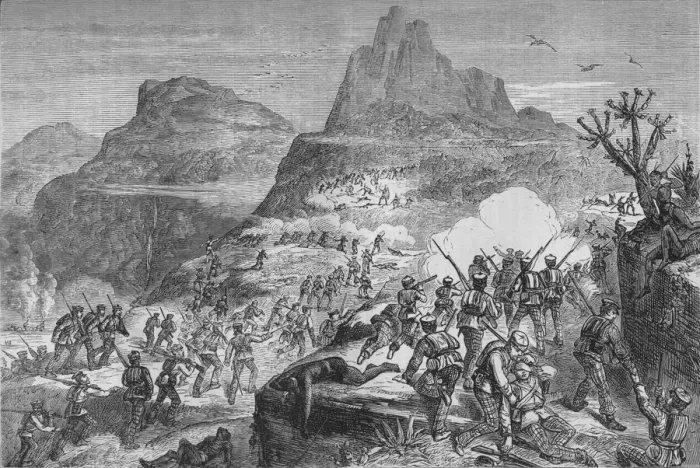 Framed Print : Kaffir War - Attacking a Native Position, c1880 Framed Print : Kaffir War - Attacking a Native Position, c1880