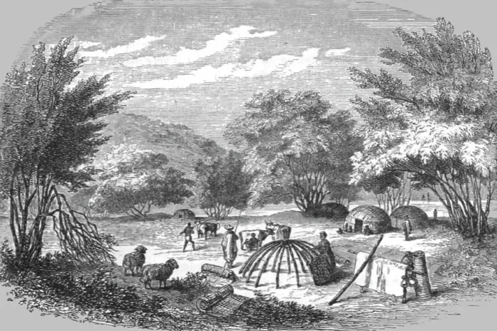 Framed Print : A Kafir Kraal; A Few Words about Natal and Zululand, 1875. Creator: Unknown Framed Print : A Kafir Kraal; A Few Words about Natal and Zululand, 1875. Creator: Unknown