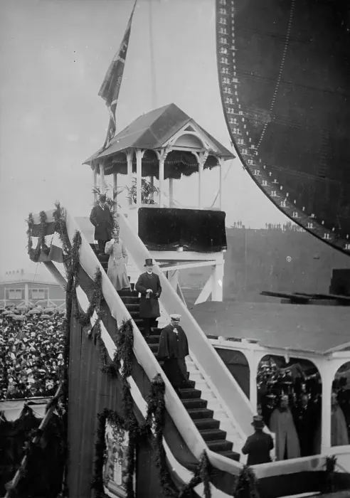 Framed Print : Kaiser leaving stand after christening of Imperator, 1912. Creator: Bain News Service Framed Print : Kaiser leaving stand after christening of Imperator, 1912. Creator: Bain News Service