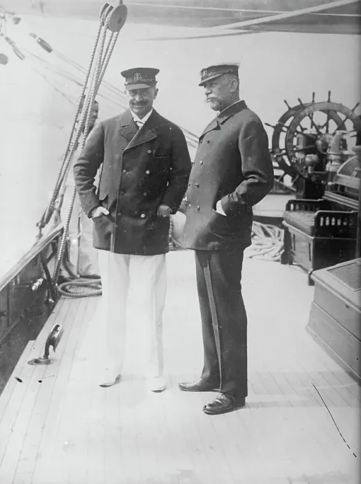 Framed Print : Kaiser and Prince of Monaco on boat Meteor, 1913. Creator: Bain News Service Framed Print : Kaiser and Prince of Monaco on boat Meteor, 1913. Creator: Bain News Service