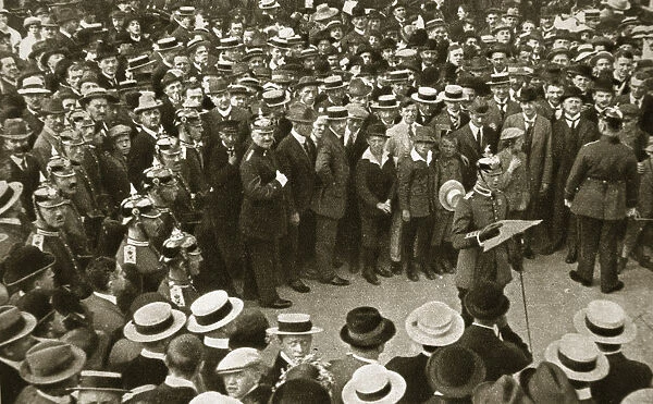 The Kaisers proclamation of war being read out, Berlin, Germany, 4 August 1914