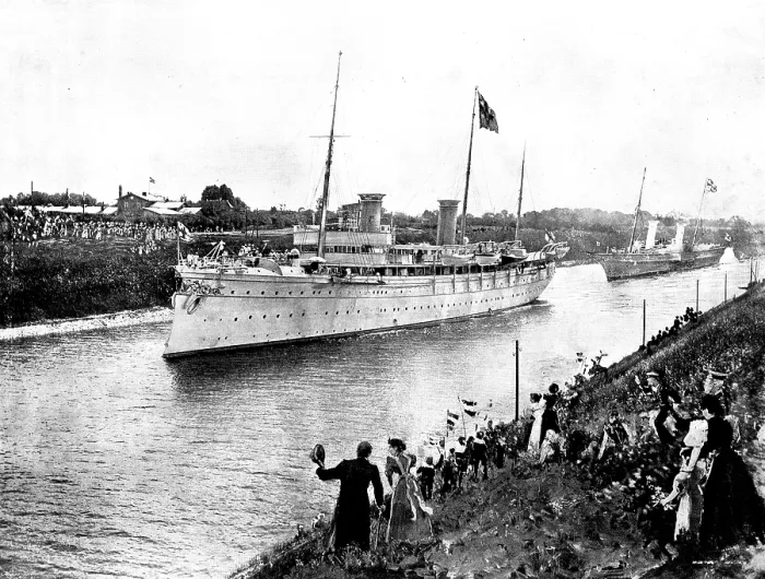 Framed Print : The Kaiser's Yacht, the 'Hohenzollern, ' leading the procession through the Canal, 1895 Framed Print : The Kaiser's Yacht, the 'Hohenzollern, ' leading the procession through the Canal, 1895