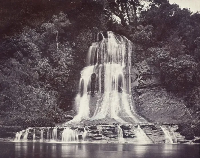 Framed Print : Kakahi Fall near Tawhata - Wanganui [sic] River, 1885. Creator: Burton Brothers