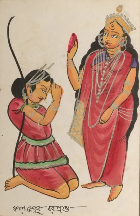 Framed Print : Kalaketu Receiving a Boon from the Goddess Chandi, 1800s. Creator: Unknown Framed Print : Kalaketu Receiving a Boon from the Goddess Chandi, 1800s. Creator: Unknown