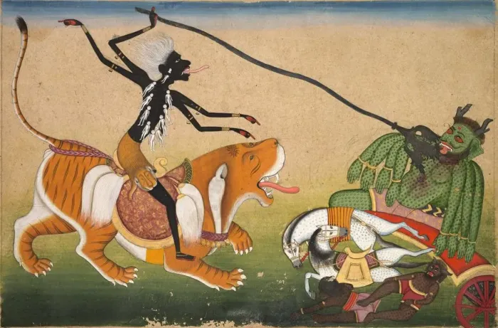Framed Print : Kali Attacking Nisumbha, c. 1740. Creator: Unknown Framed Print : Kali Attacking Nisumbha, c. 1740. Creator: Unknown