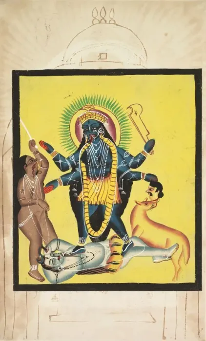 Framed Print : Kali Standing on Shiva, 1800s. Creator: Unknown Framed Print : Kali Standing on Shiva, 1800s. Creator: Unknown