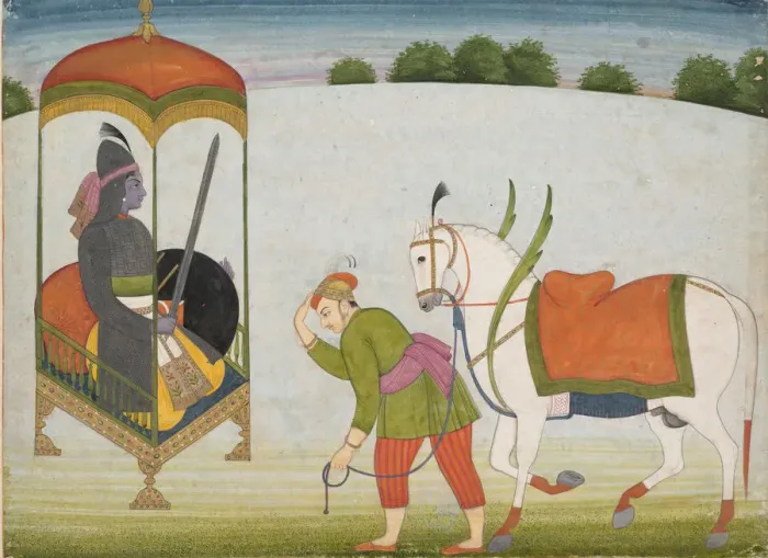 Framed Print : Kalki Avatar, the Future Incarnation of Vishnu: Page from a Dispersed Manuscript, ca