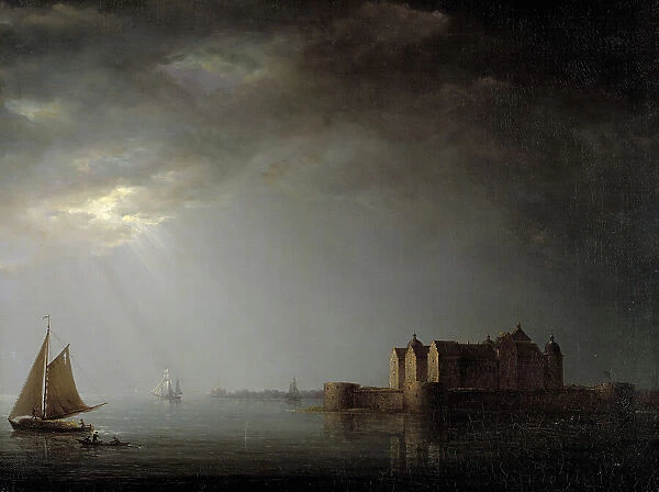 Kalmar Castle by Moonlight, 1835. Creator: Carl Johan Fahlcrantz