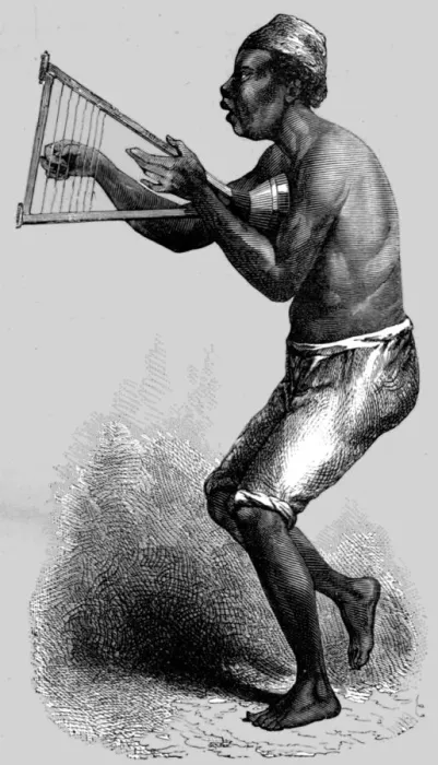 Framed Print : Kan-Gro Kenikbah, or Harpist; An Excursion in Dahomey, 1871. Creator: J. Alfred Skertchly Framed Print : Kan-Gro Kenikbah, or Harpist; An Excursion in Dahomey, 1871. Creator: J. Alfred Skertchly