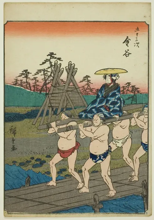 Framed Print : Kanaya, from the series Fifty-three Stations [of the Tokaido] (Gojusan tsugi), also known...1852. Creator: Ando Hiroshige. Kanaya, from the series Fifty-three Stations [of the Tokaido] (Gojusan tsugi), also known...1852