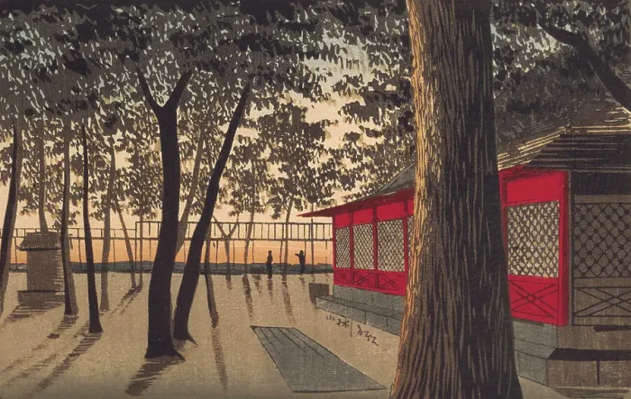 Framed Print : Kanda Shrine at Dawn, 1880. Creator: Kobayashi Kiyochika Framed Print : Kanda Shrine at Dawn, 1880. Creator: Kobayashi Kiyochika