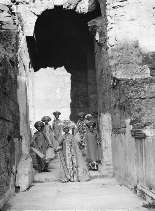 Framed Print : Kanellos dance group at ancient sites in Greece, 1929 Creator: Arnold Genthe Framed Print : Kanellos dance group at ancient sites in Greece, 1929 Creator: Arnold Genthe