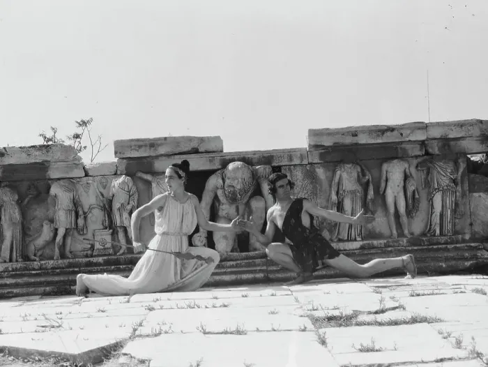 Framed Print : Kanellos dance group at ancient sites in Greece, 1929 Creator: Arnold Genthe Framed Print : Kanellos dance group at ancient sites in Greece, 1929 Creator: Arnold Genthe