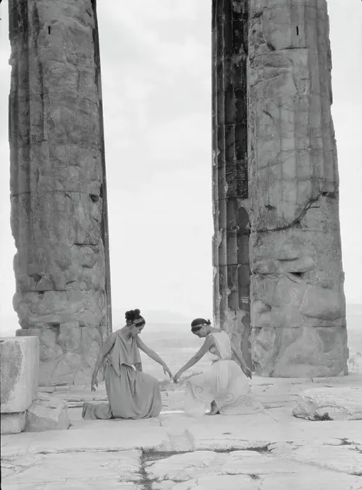 Framed Print : Kanellos dance group at ancient sites in Greece, 1929 Creator: Arnold Genthe Framed Print : Kanellos dance group at ancient sites in Greece, 1929 Creator: Arnold Genthe