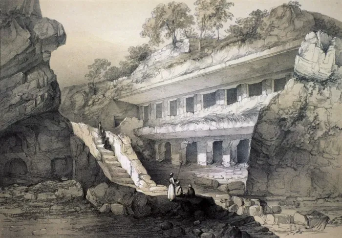 Framed Print : Kannari (sic), View of Durbar Cave. Artist: John Weale Framed Print : Kannari (sic), View of Durbar Cave. Artist: John Weale
