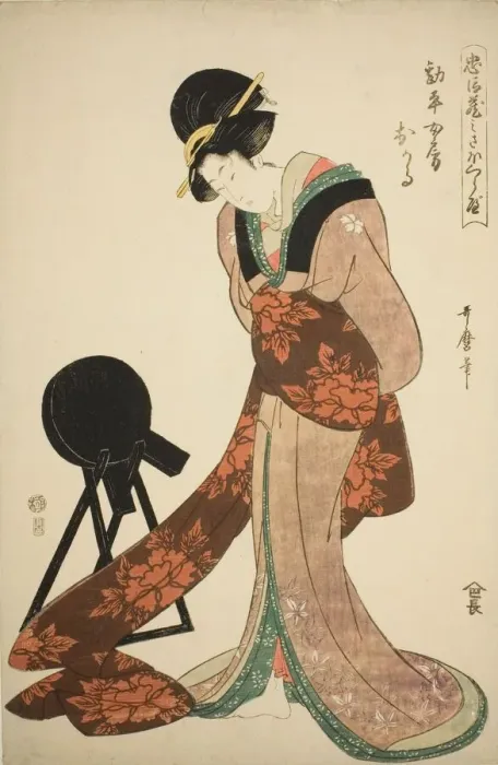 Framed Print : Kanpeis Wife Okaru, Japan, 1806. Creator: Kitagawa Utamaro Framed Print : Kanpeis Wife Okaru, Japan, 1806. Creator: Kitagawa Utamaro
