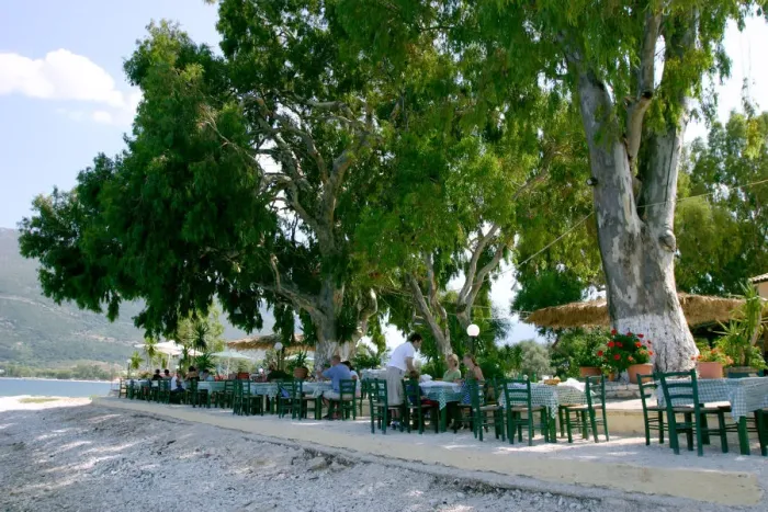 Framed Print : Karavomilos Lake Taverna, Kefalonia, Greece