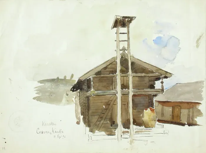 Framed Print : Karelian buildings, 1896. Creator: Ottilia Adelborg Framed Print : Karelian buildings, 1896. Creator: Ottilia Adelborg