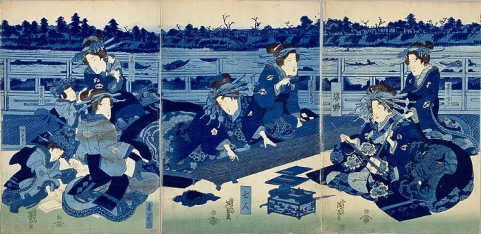 Framed Print : Karitaku no yujo, 1835. Creator: Eisen, Keisai (1790-1848) Framed Print : Karitaku no yujo, 1835. Creator: Eisen, Keisai (1790-1848)