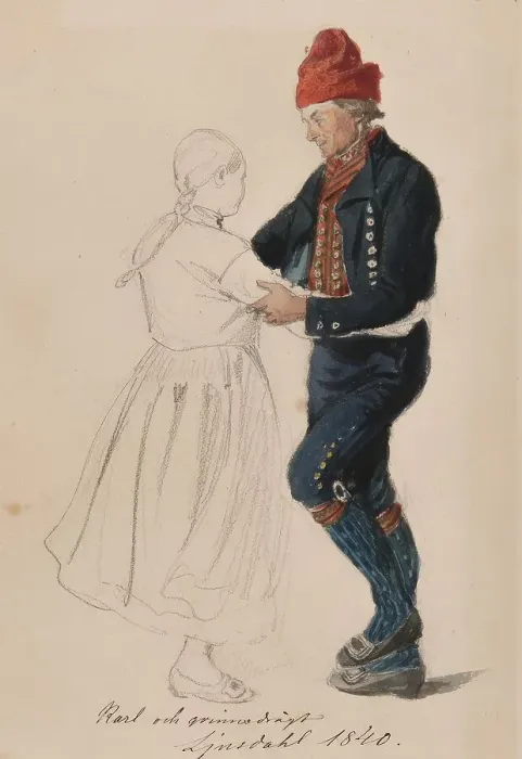 Framed Print : Karl and woman-dressed, Ljusdahl, 1840, Creator: Vilhelm Wallander. Karl and woman-dressed, Ljusdahl, 1840, Creator: Vilhelm Wallander Framed Print : Karl and woman-dressed, Ljusdahl, 1840, Creator: Vilhelm Wallander. Karl and woman-dressed, Ljusdahl, 1840, Creator: Vilhelm Wallander