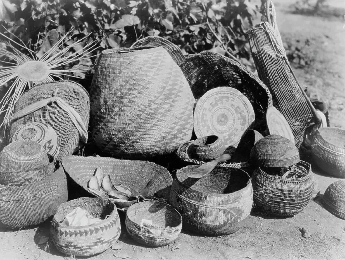 Framed Print : Karok baskets, c1923. Creator: Edward Sheriff Curtis Framed Print : Karok baskets, c1923. Creator: Edward Sheriff Curtis
