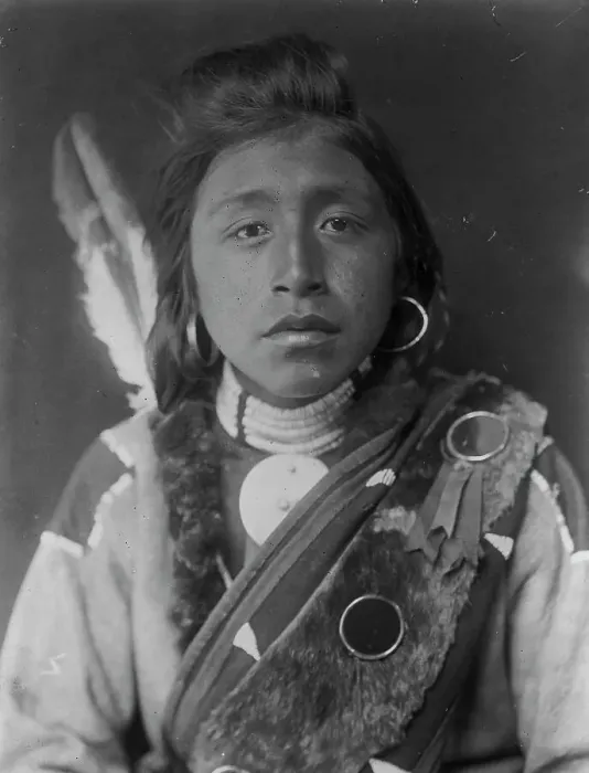 Framed Print : Kashhila-Wishham. Male Chinookan Indian, head-and-shoulders portrait, facing front... c1910. Creator: Edward Sheriff Curtis Framed Print : Kashhila-Wishham. Male Chinookan Indian, head-and-shoulders portrait, facing front... c1910. Creator: Edward Sheriff Curtis