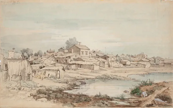 Framed Print : Katajanokka, sketch, 1867. Creator: Magnus von Wright Framed Print : Katajanokka, sketch, 1867. Creator: Magnus von Wright